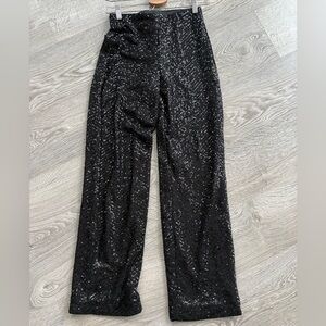 H&M Elegant Black Sequin Pants (XS)